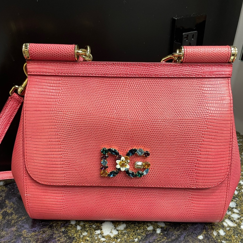 Lizard Embossed Miss Sicily bag D&G